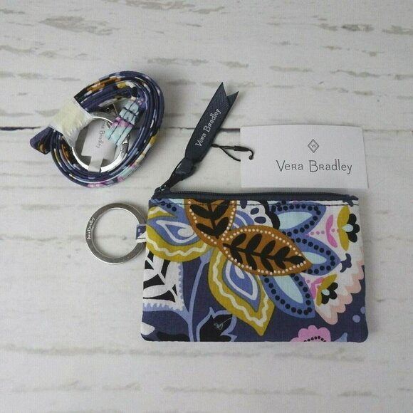 Vera Bradley Zip ID Card Case & Lanyard ID Holder Charmont Meadow 2-PC Floral - Picture 4 of 12